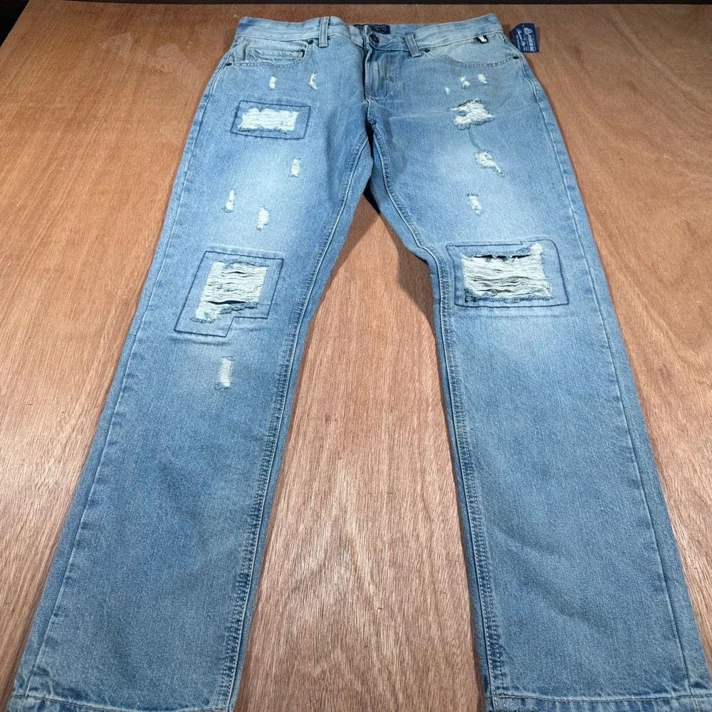 American Rag Slim Fit Jeans Men's 32x30 Distressed Light Wash 100% Cotton NWT